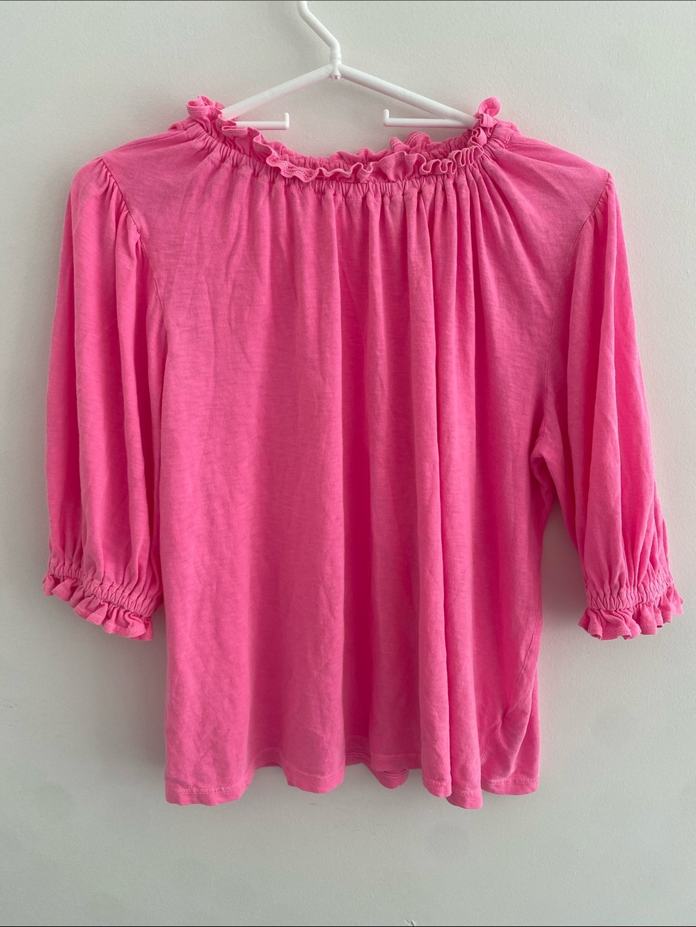 Sundry Pima Cotton Bubble Sleeve Top Size Bubblegum Pink LARGE
